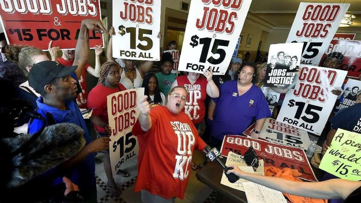
Supporters cheered after the Kansas City Council voted 12-1 earlier this summer to raise the minimum wage to $13 an hour by 2020. 
