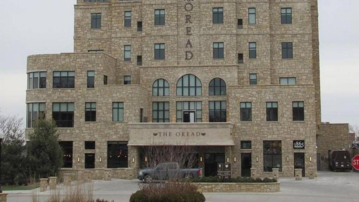 The Oread Hotel on the north end of the KU campus