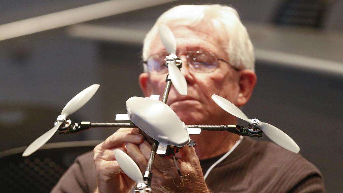 
Private pilot Richard Moore checked out a drone from NMotion UAS during a summit Thursday at the National Center for Aviation Training in Wichita.

