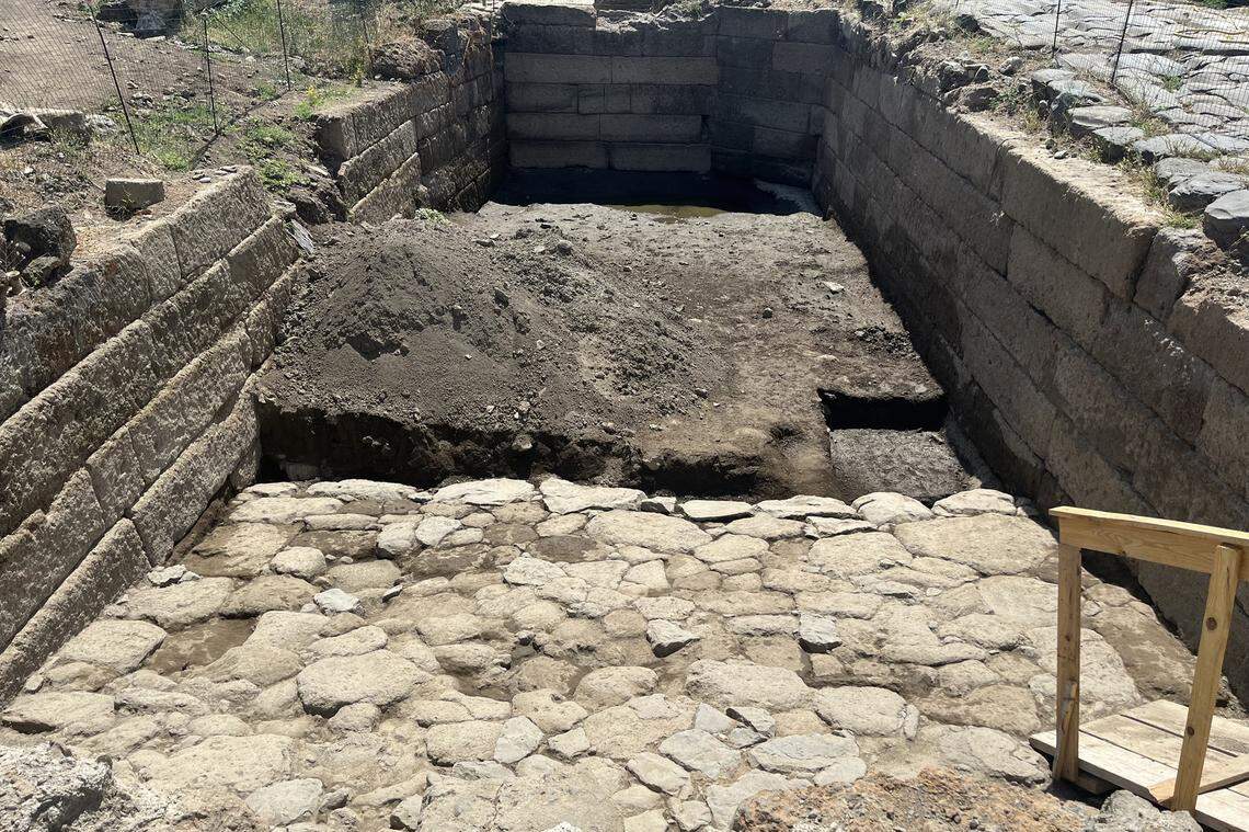 A section of the ancient Roman water basin found at the Archaeological Area of Gabii.