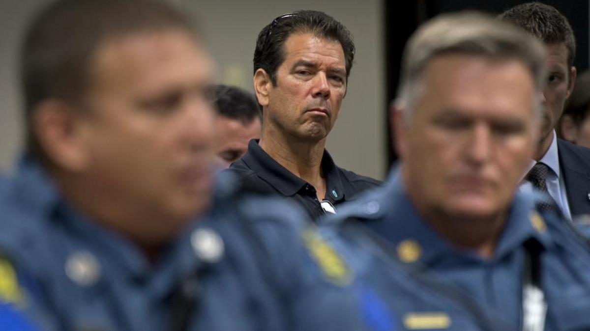 A special Missouri House committee heard testimony in 2014 concerning the merger of the Water Patrol and the Highway Patrol. Craig Ellingson (center) whose son, Brandon Ellingson, drowned at the Lake of the Ozarks, listened intently as Missouri Highway Patrol Sgt. Randy Henry (left) and patrol superintendent Ronald Replogle testified in Jefferson City.
