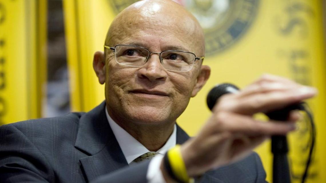 Mike Middleton spoke at a press conference after the University of Missouri Board of Curators named him interim president of the university system last November.