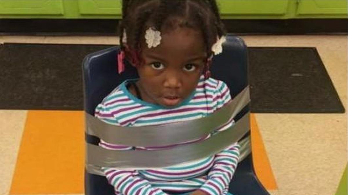 The parents of a 4-year-old girl are calling for the closure of a Florissant, Mo., day-care center where they say the child was duct-taped to a chair.