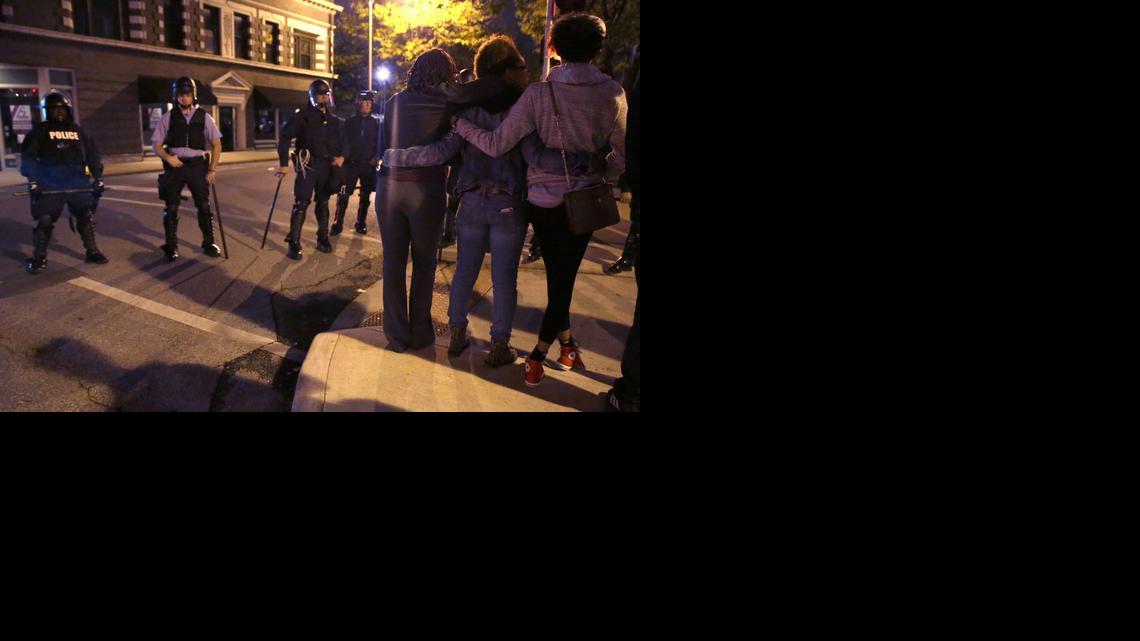 Angry protesters face off with riot police in St. Louis | Kansas City Star
