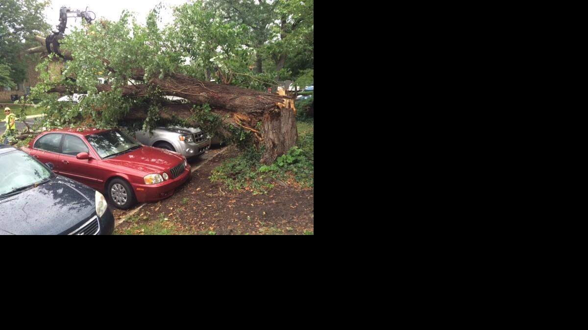 
Storm damage at an apartment complex near 95th Street and Mission Road 
