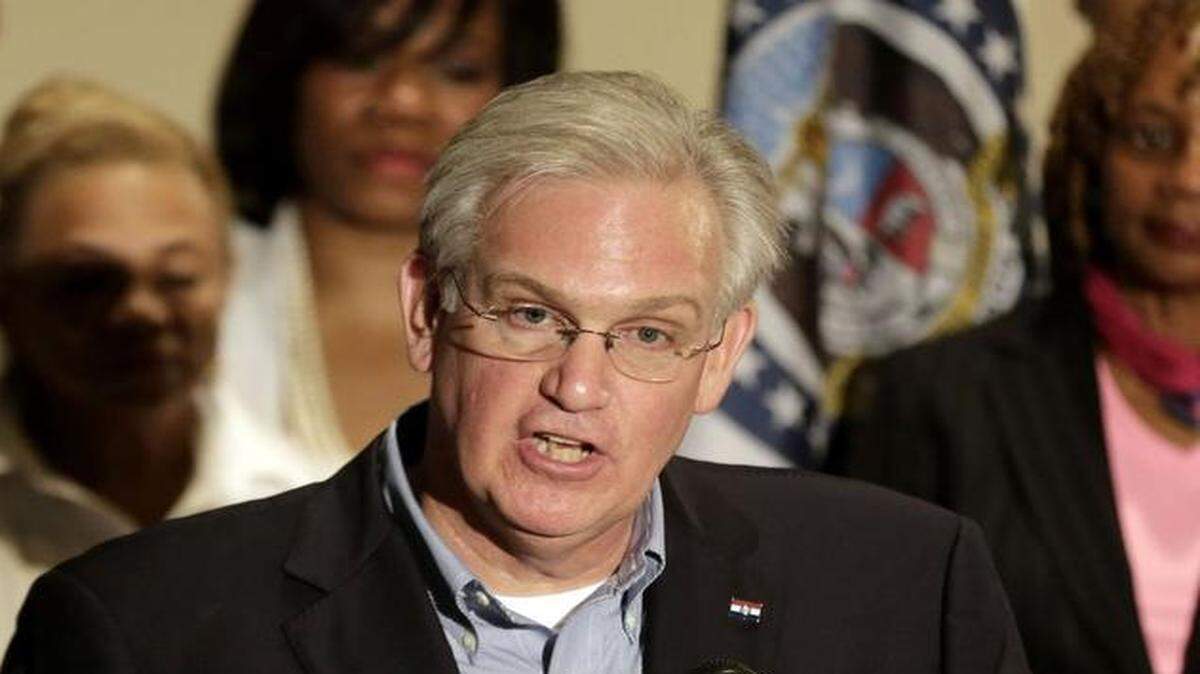 
Missouri Gov. Jay Nixon speaks at a news conference in Ferguson, Mo., back in August.
