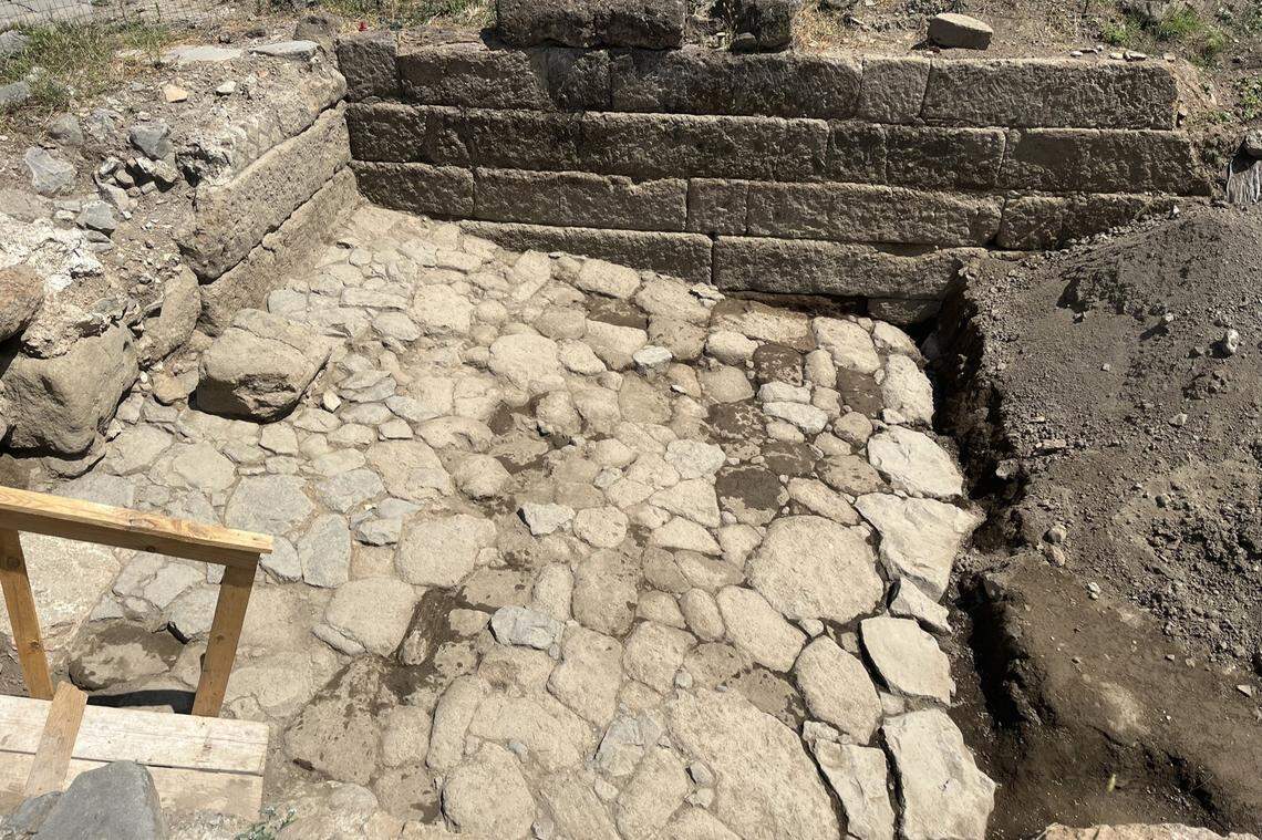 Another view of the ancient Roman water basin found at the Archaeological Area of Gabii.