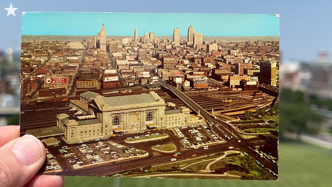 The KC skyline in the mid-1950s reflected a world where autos had not yet prevailed. Union Station was bustling and downtown was still a vibrant retail center.
