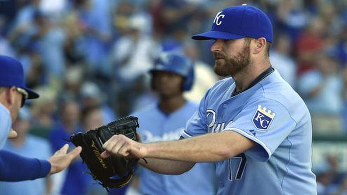 
Kansas City Royals relief pitcher Wade Davis (17) now holds another Royals record — most strikeouts in a season for a reliever.


