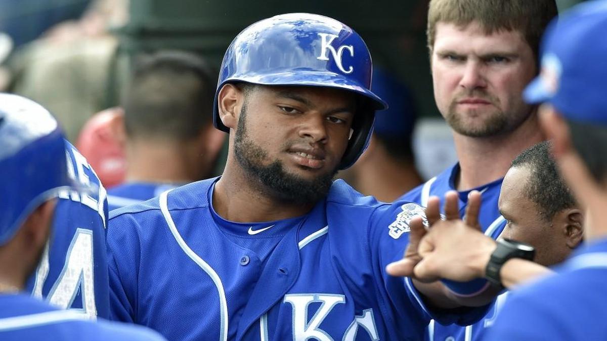 Jorge Bonifacio during a spring-training game in March.