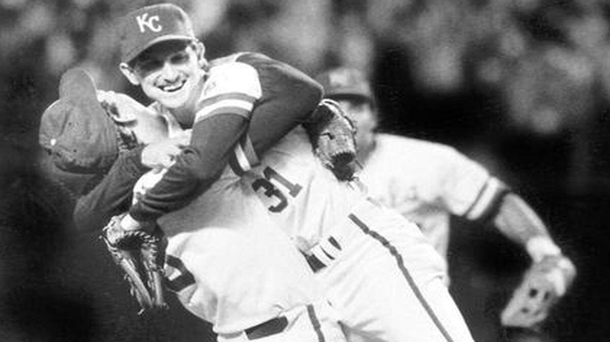 
It might be the most famous hug in Kansas City history: George Brett (left) and Bret Saberhagen embraced after the final out of the 1985 World Series. 
