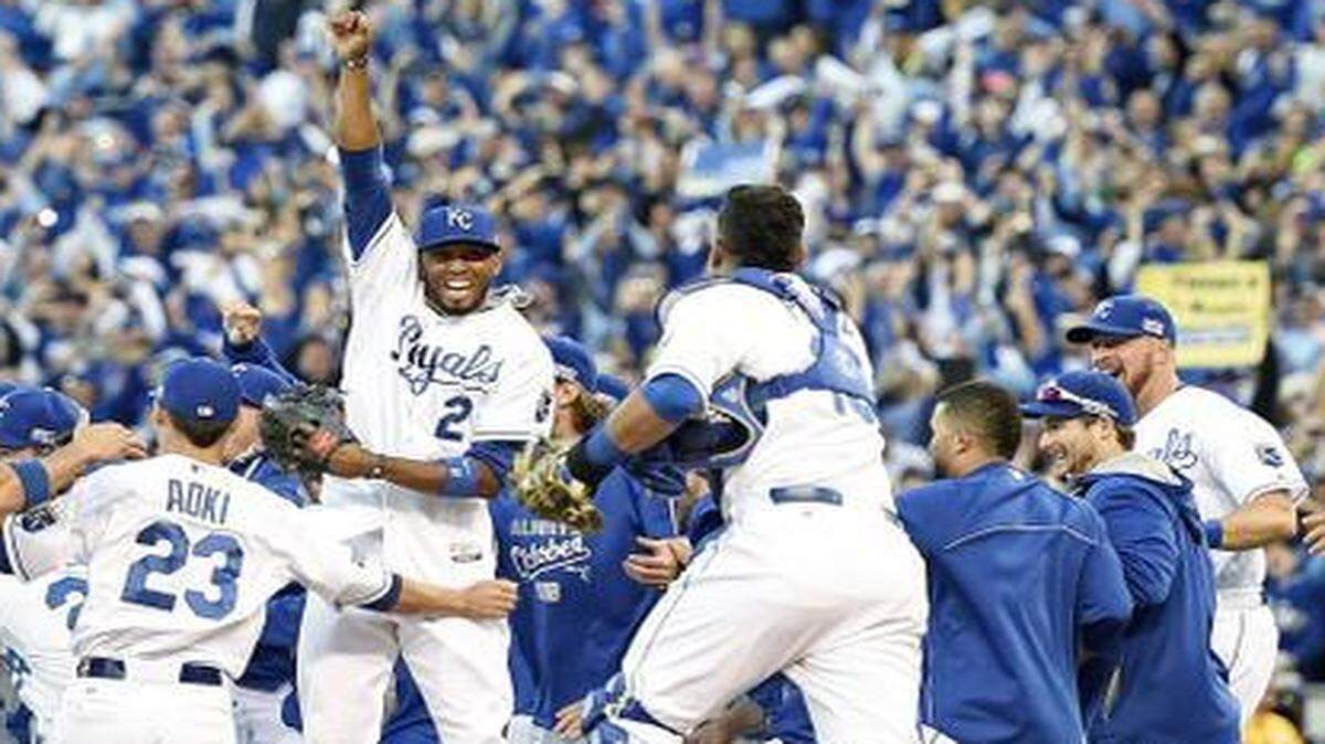 
The Royals rushed the field after the clinched a spot in the World Series.
