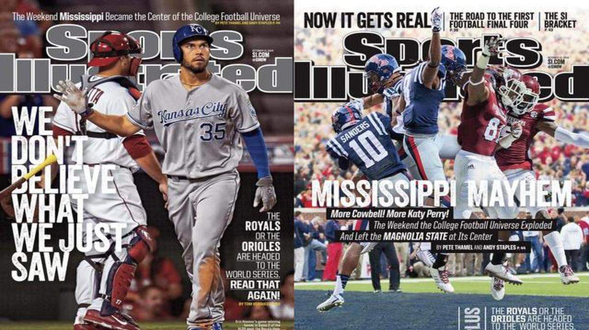 
Readers in Kansas, Missouri and Nebraska will get the Sports Illustrated cover on the left. The rest of the country will get the cover on the right.
