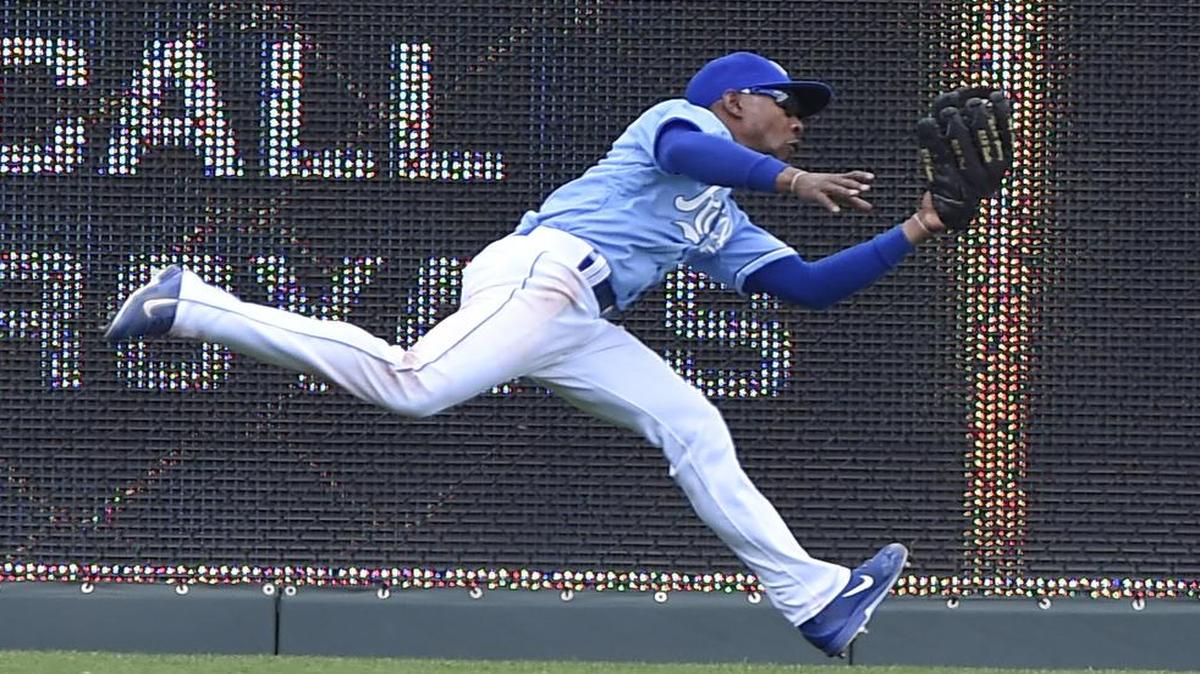 
Jarrod Dyson started in left field Sunday for the final game of the Royals-Yankees series at Kauffman Stadium.
