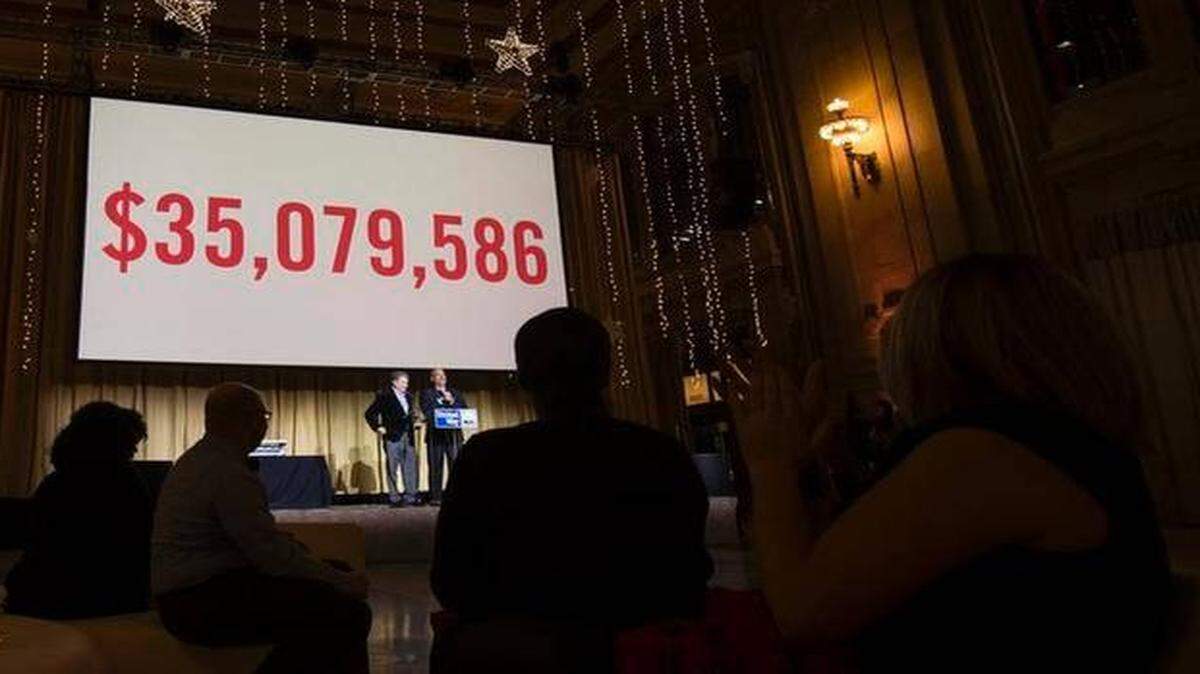 
A crowd at Union Station on Wednesday night celebrated as United Way of Greater Kansas City officials announced that its campaign for 2014 had raised $35 million.
