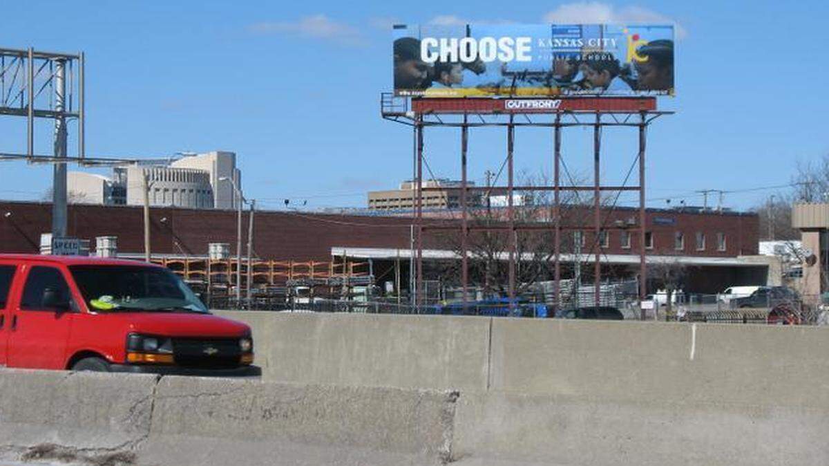 
Motorists may notice billboards like this one on Interstate 70 near the Paseo encouraging families to enroll their children in Kansas City Public Schools.
