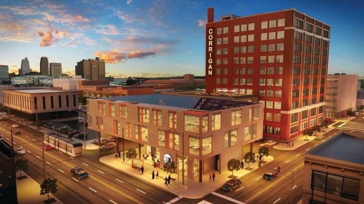 With the help of public subsidies, here’s what the 10-story Corrigan Station at 19th and Walnut streets in Kansas City could look like by the end of 2016. The shorter building (front) has only been proposed.