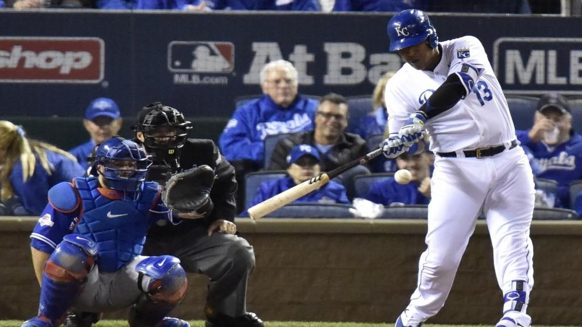 
Who will emerge as the Royals’ postseason MVP? Here, Salvador Perez connected for a home run in Friday’s ALCS opener.
