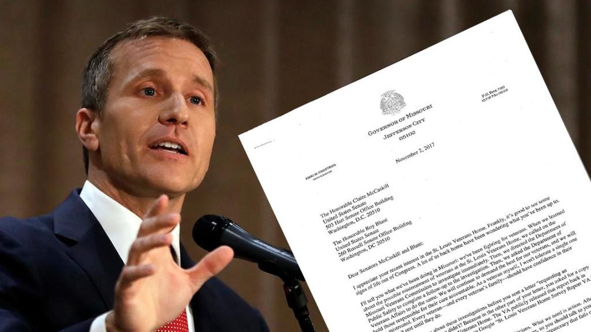 Gov. Eric Greitens has responded to allegations of abuse and mistreatment at a St. Louis nursing home for veterans by issuing a spiteful letter to Missouri Sens. Roy Blunt and Claire McCaskill. How does that help?