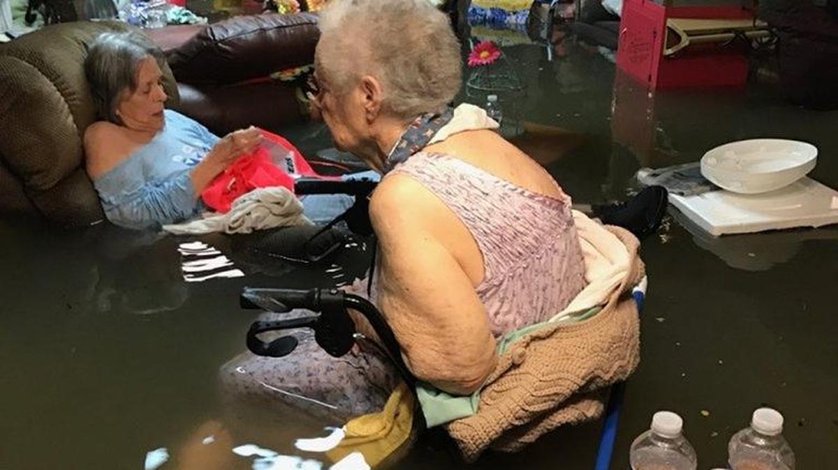 La Vita Bella nursing home in Dickinson, Texas was almost underwater Sunday morning.