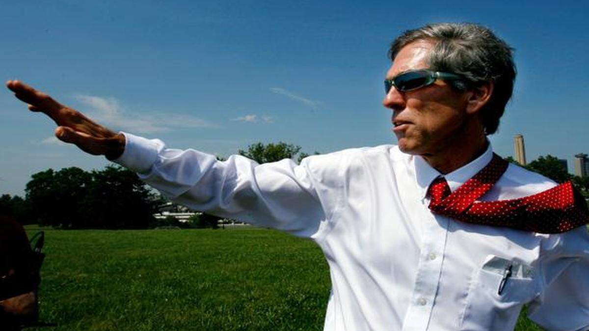 
Clay Chastain campaigns for one of his light rail plans.
