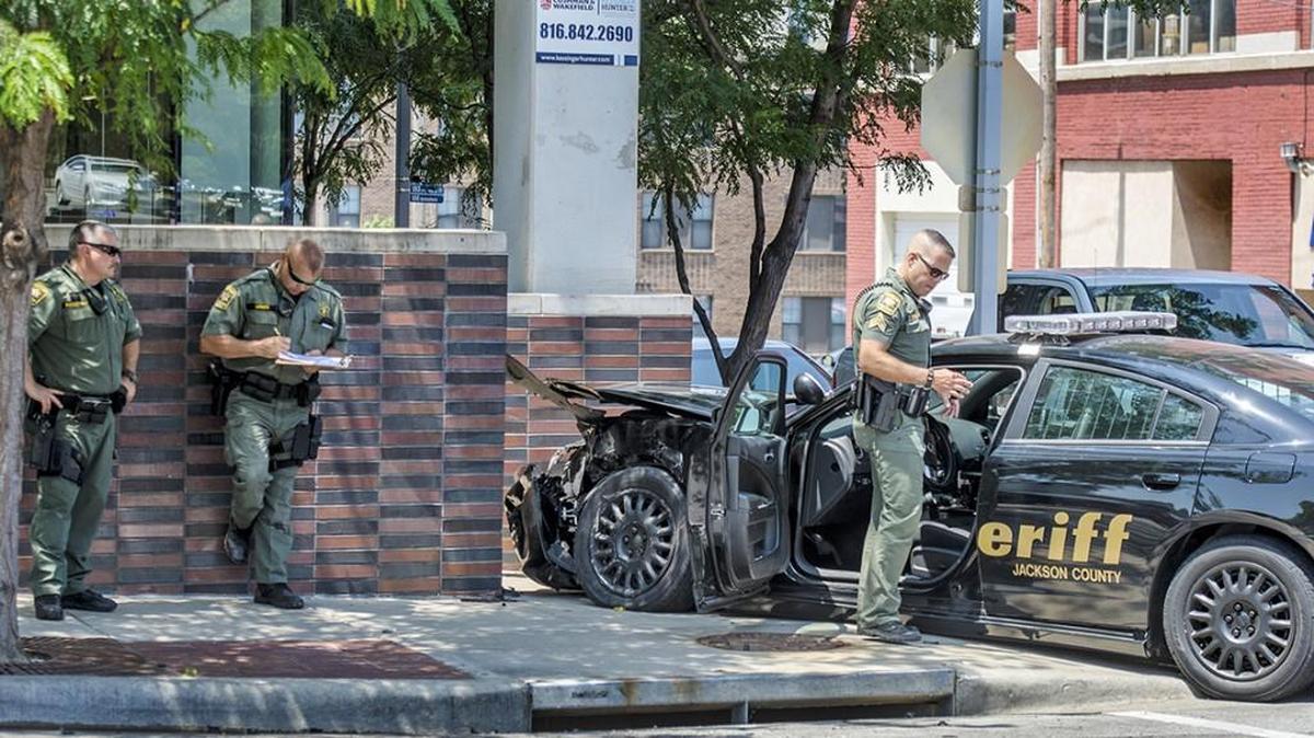 A Jackson County deputy’s car was damaged in a 2016 pursuit in the City Market.