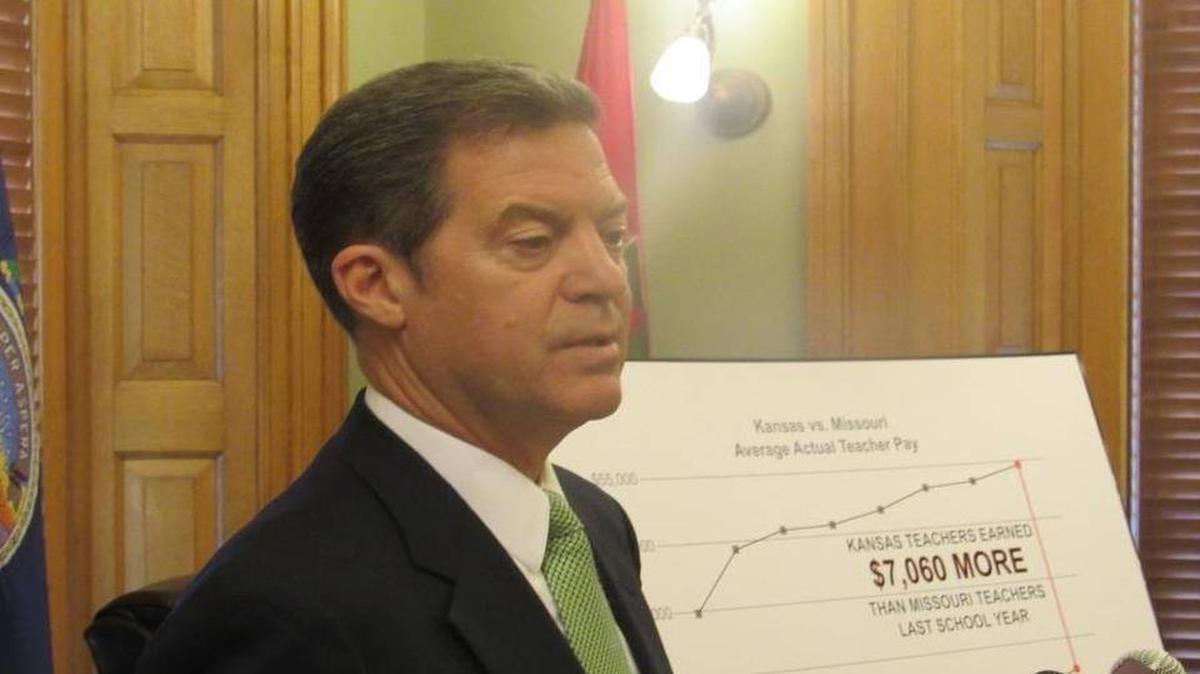 
Gov. Sam Brownback unveiled a chart last Friday purporting to show that Kansas teachers earn a lot more money than Missouri teachers. But the chart contained inaccurate information.
