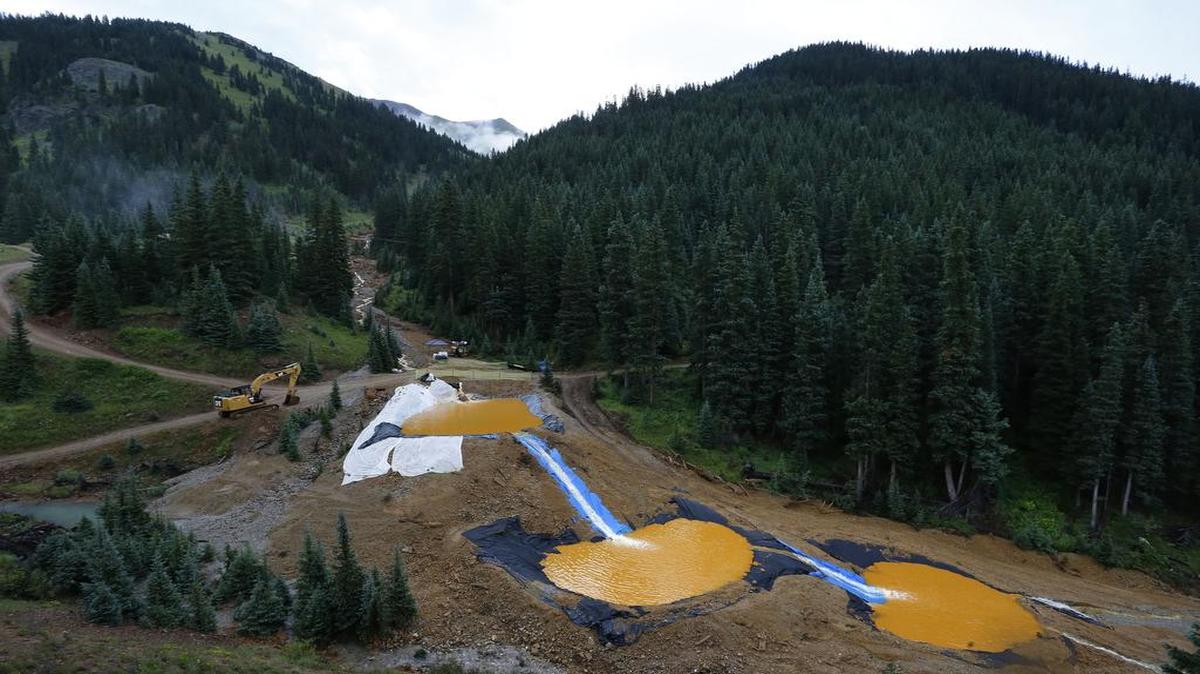 
Water flowed Wednesday through retention ponds built to contain and filter out heavy metals and chemicals from the Gold King mine wastewater accident outside Silverton, Colo.
