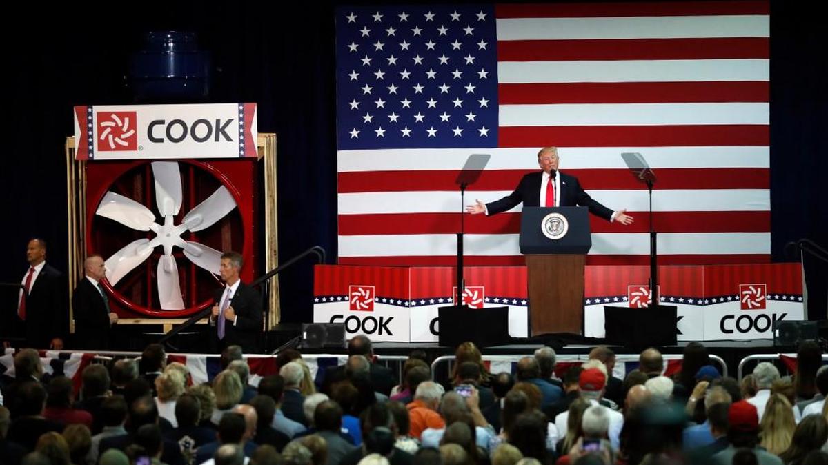 President Donald Trump laid out plans for lower taxes Wednesday, promising that all the abundance we deserve would soon flow to us and sounding much like Houston megachurch pastor Joel Osteen.
