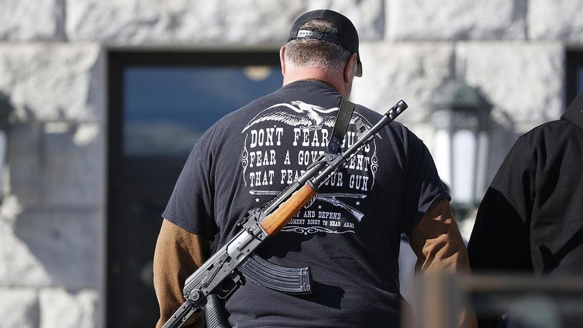 A man carries his weapon during a Second Amendment gun rally at Utah State Capitol in 2020.(AP Photo/Rick Bowmer, File)