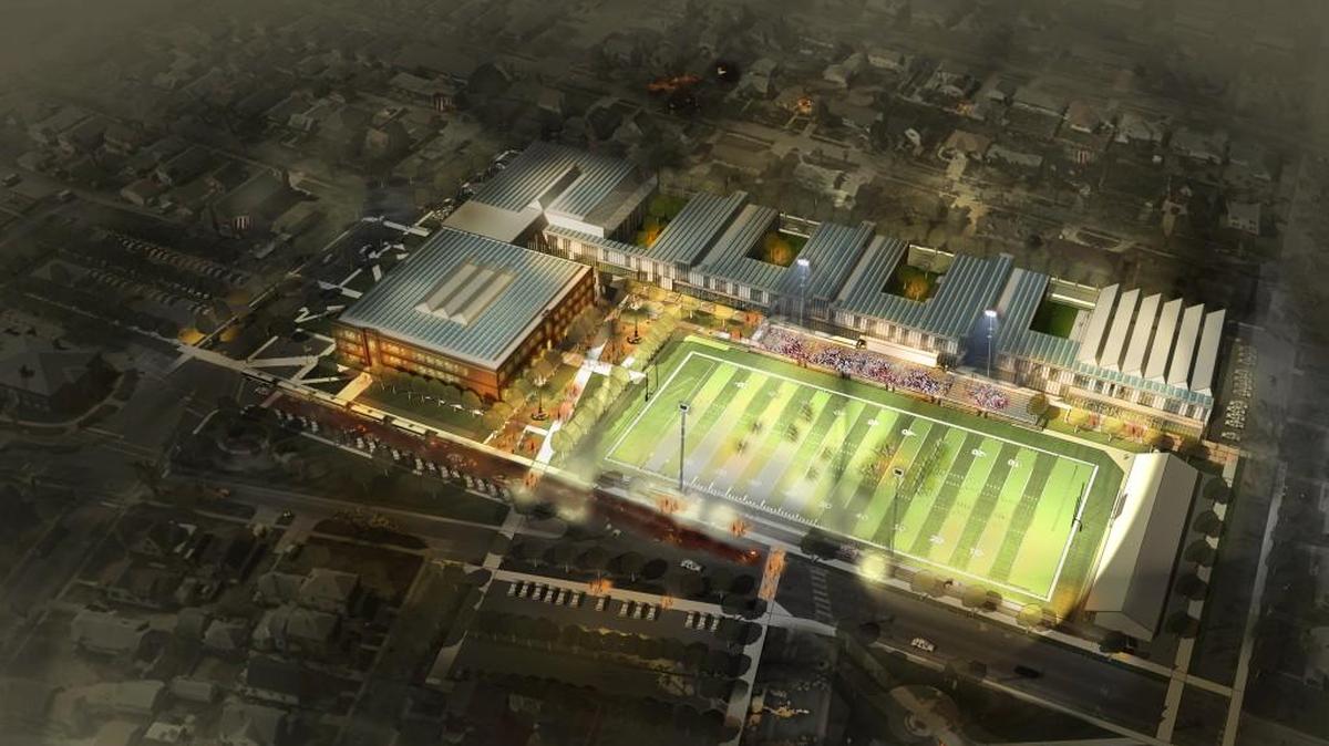 An aerial shot of North Kansas City High School, which would be improved if voters endorse a bond issue on Aug. 2.