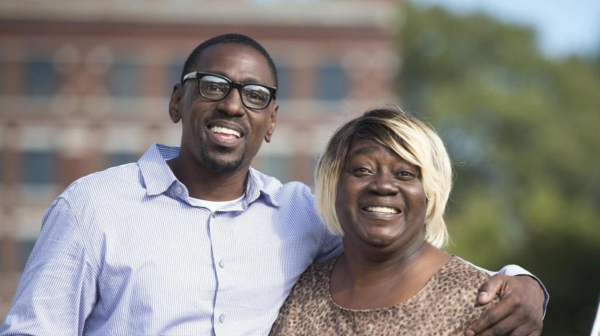 In 2017, Lamonte McIntyre was freed after serving 23 years for a double murder he did not commit as a teenager in Kansas City, Kansas. He can be seen here with his mother, Rosie.