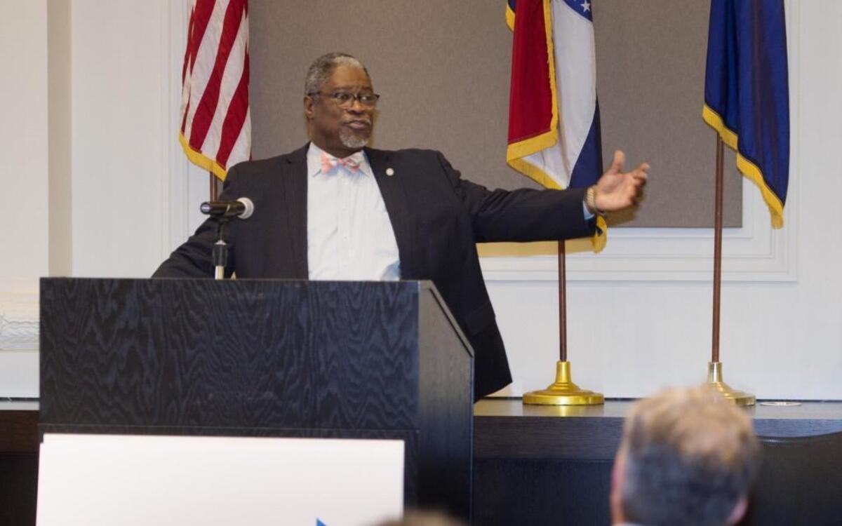 On Monday, Mayor Sly James promoted the reasons for voters to renew Kansas City’s 1 percent earnings tax on April 5.