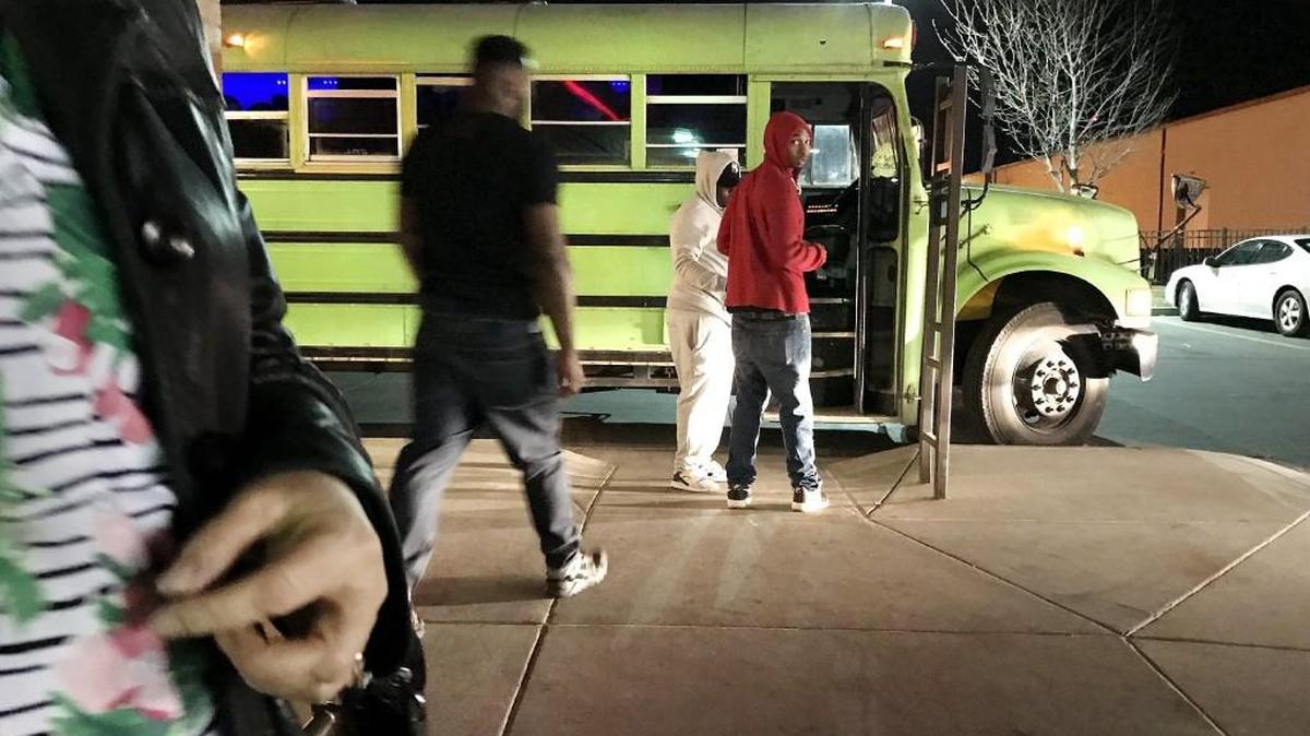 Passengers boarded a Party One Way party bus recently at the QuikTrip, 31st Street and Southwest Boulevard.