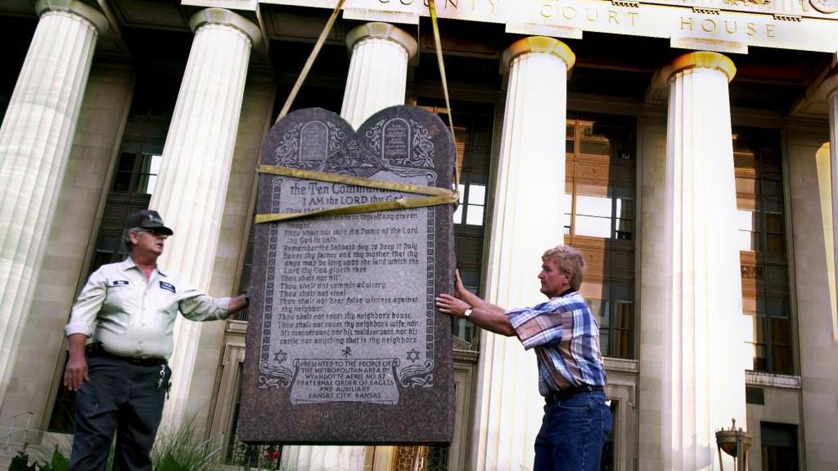 A Ten Commandments monument was moved from its location in front of the Wyandotte County Courthouse to about 150 feet across the street on the grounds of St. Mary’s-St. Anthony's Catholic Church. That’s as it should be.