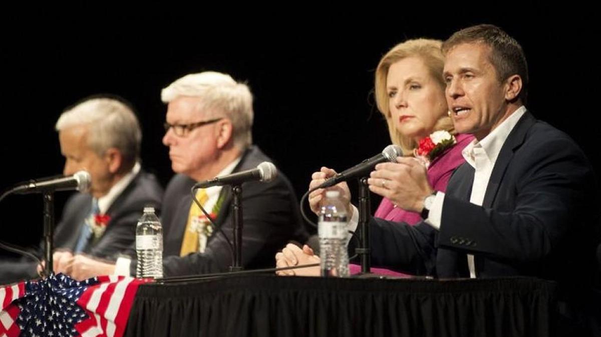 Missouri’s GOP gubernatorial candidates are (from left) John Brunner, Peter Kinder, Catherine Hanaway and Eric Greitens.