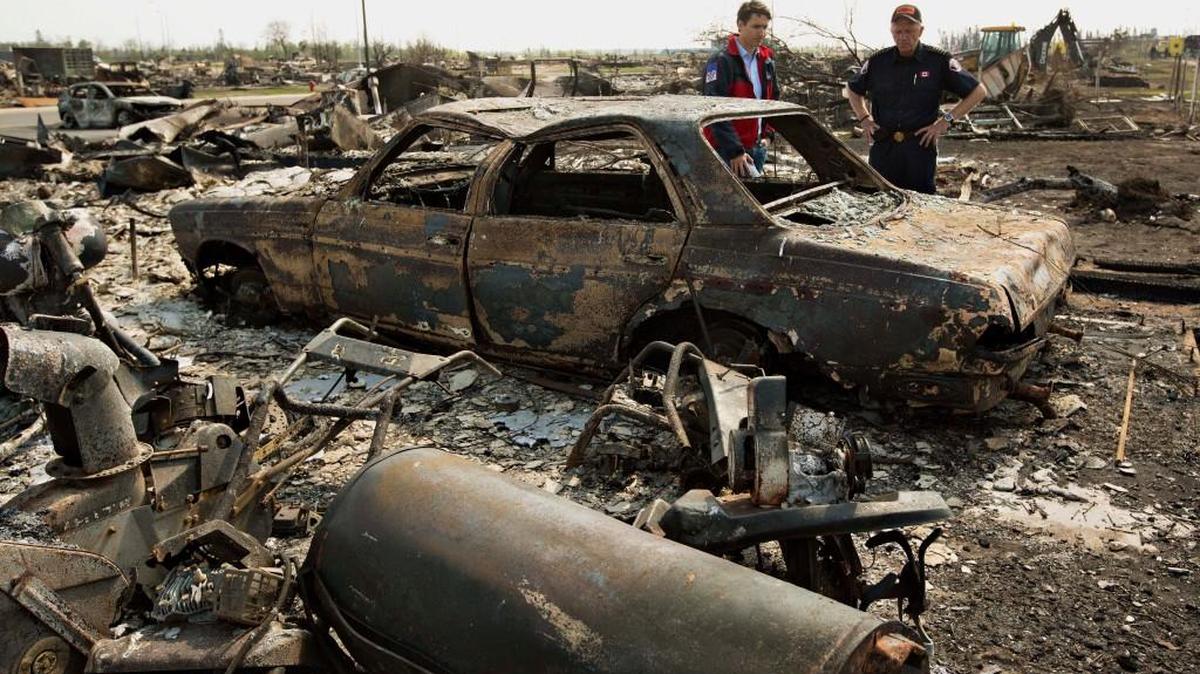 Cars and buildings were burned in early May near Fort McMurray, Canada.