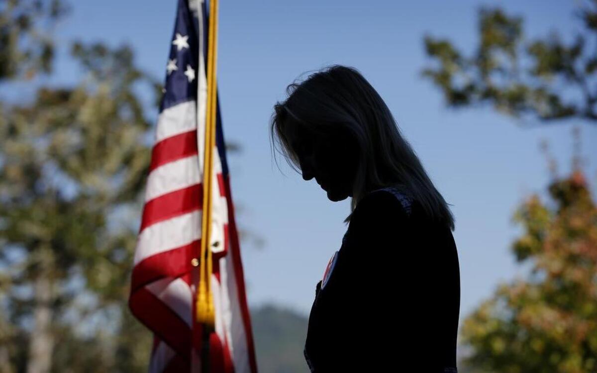 
Christine Seals spoke at a news conference Monday at Umpqua Community College in Roseburg, Ore. The campus reopened on a limited basis for faculty and students for the first time since Chris Harper-Mercer killed multiple people and wounded several others Thursday before taking his own life.
