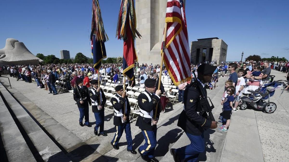 Memorial Day ceremonies in 2015 at the National World War I Museum and Memorial featured a unit from Fort Riley, Kan. Ceremonies this year begin at 10 a.m.