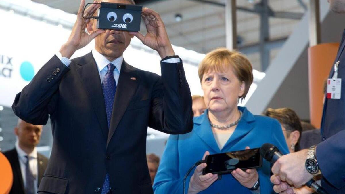 President Barack Obama had a rare enjoyable moment on his recent trip overseas, testing virtual reality goggles with German Chancellor Angela Merkel.