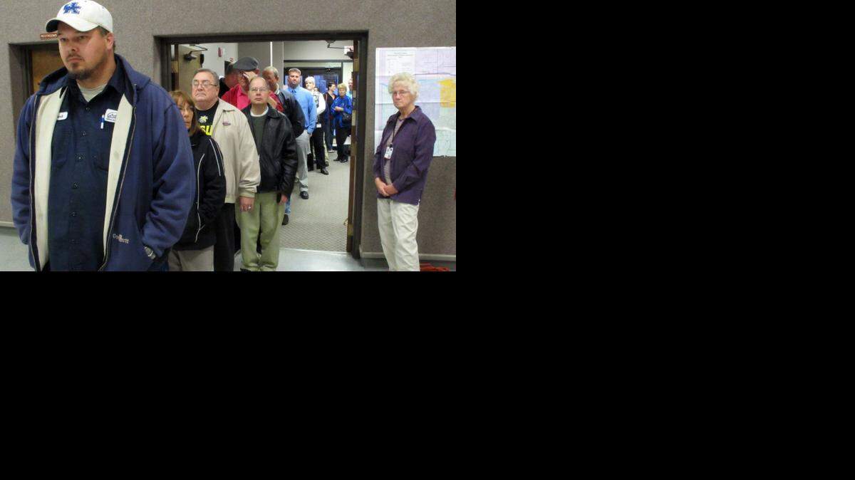 
Voters in Topeka stood in line to cast their votes at one polling place last week. 
