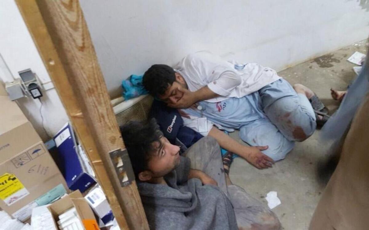 
Injured staff members of Doctors Without Borders are seen after a U.S. airstrike on their hospital on Saturday.
