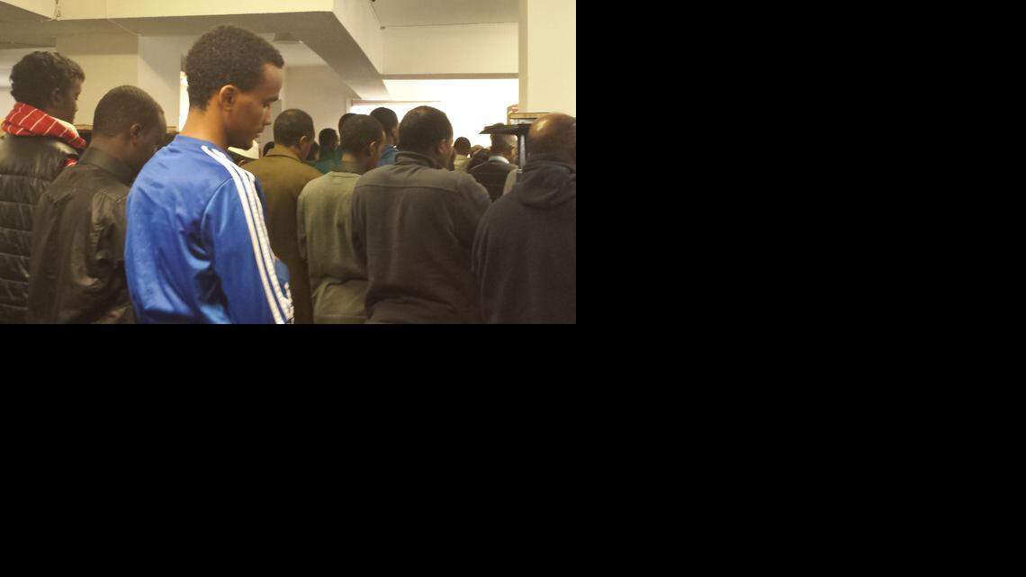 
Members of Kansas City’s Somali community gather for Friday prayers and to grieve the loss of 15-year-old Abdisamad Sheikh-Hussein.
