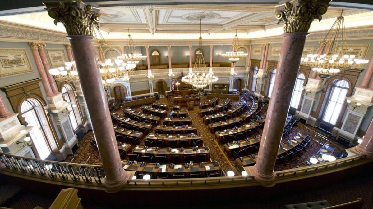 The Kansas House chamber in Topeka features pink columns created from a faux marble process — and could feature more moderate Republicans members in the future, too.