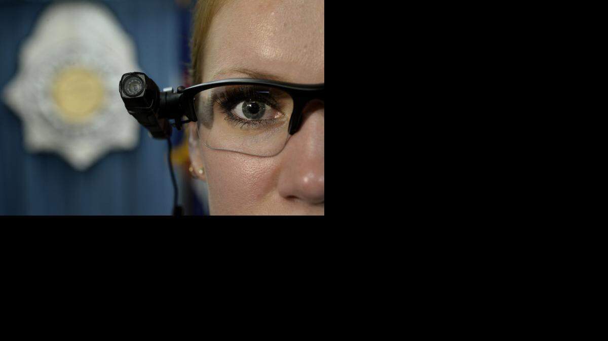 
A police commander displayed one type of body-worn camera in Denver.
