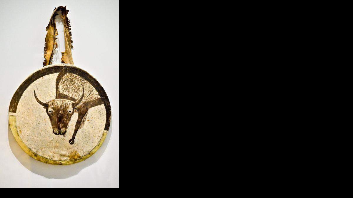 
An Arikara buffalo shield from the collection of the Nelson-Atkins Museum of Art, now part of the Plains Indian exhibit at the Metropolitan Museum of Art in New York.
