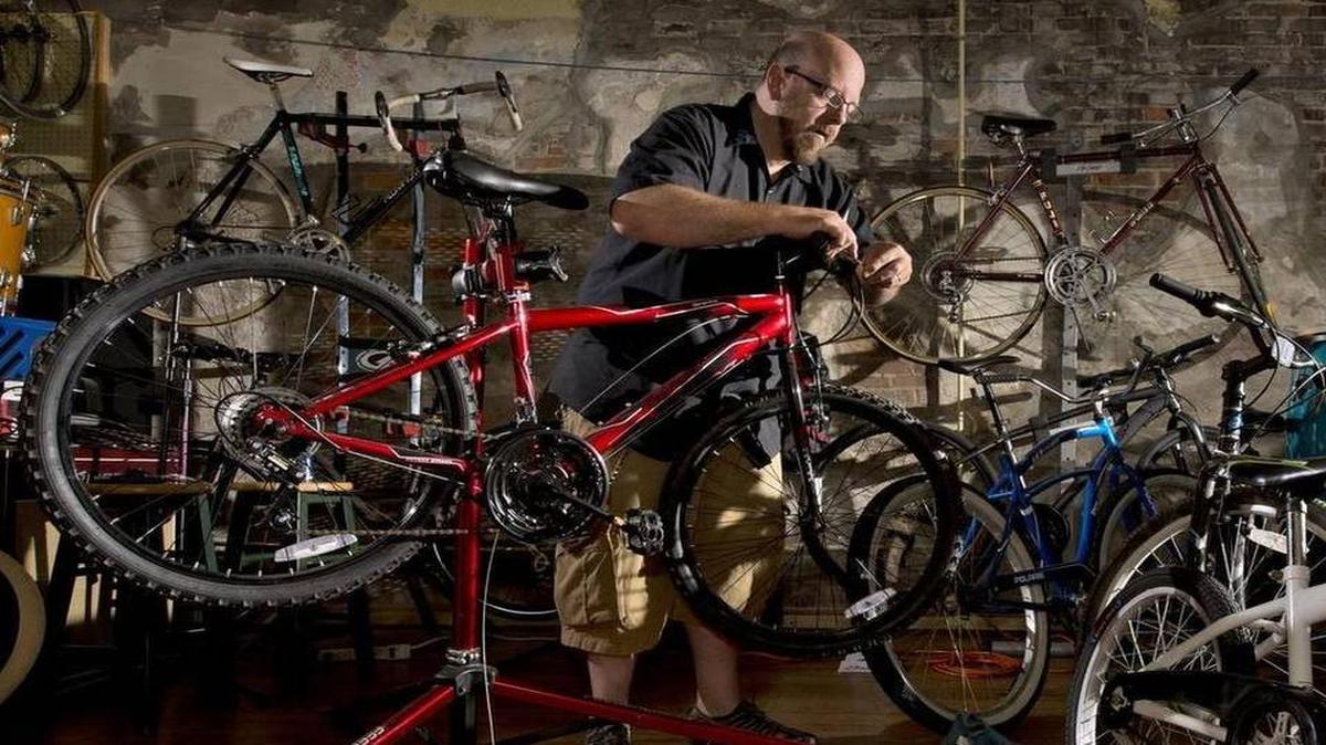 
Alan Voss of Pleasant Hill hopes the Rock Island Trail will bring more bike business his way.
