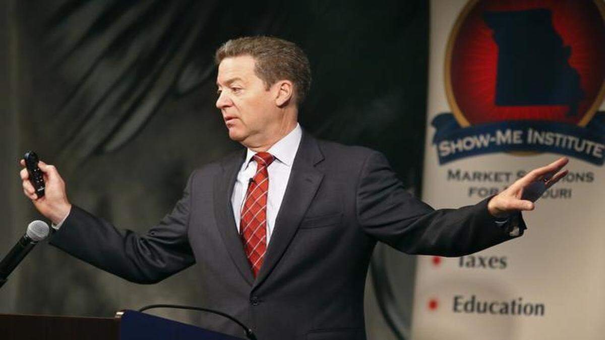 
Kansas Gov. Sam Brownback talked tax cuts during a presentation at the Show-Me Institute in St. Louis.
