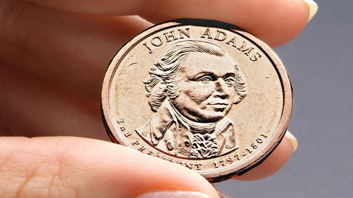 
This photo provided by the U.S. Mint shows the President John Adams presidential $1 coin.
