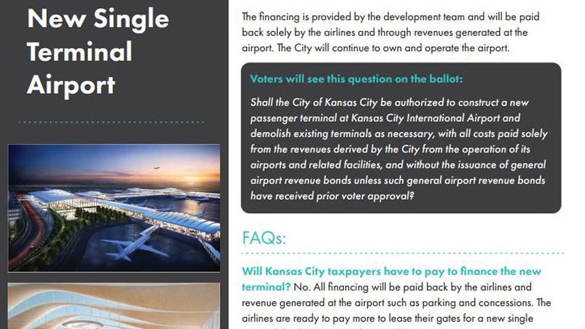 Kansas City has paid for a two-page graphic on its website that some people might mistake for a KCI campaign brochure. The city says it’s informational, but it shouldn’t be using taxpayer dollars on what looks like campaign literature.